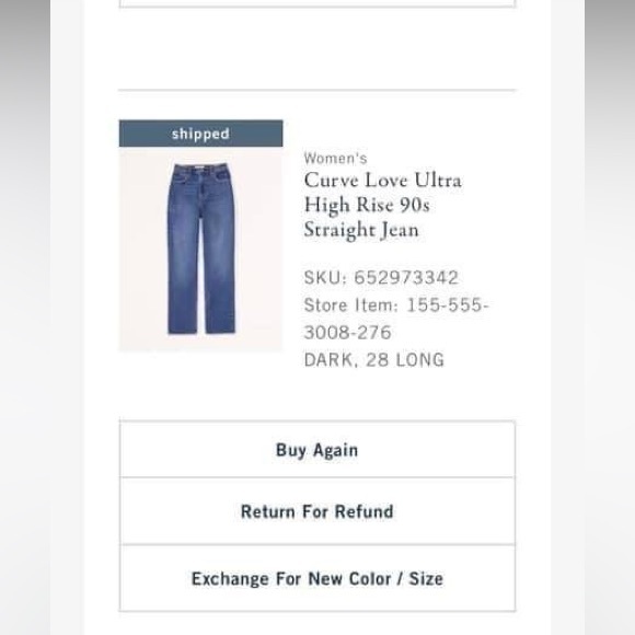 NWT Abercrombie & fitch Curve Love Ultra High Rise 90’s straight jeans - Picture 5 of 5